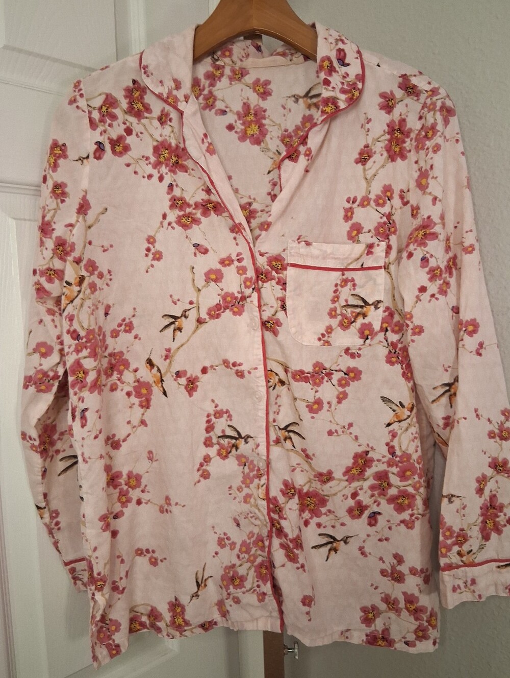 Soft Surroundings Pink Blossom Pajama Shirt Medium